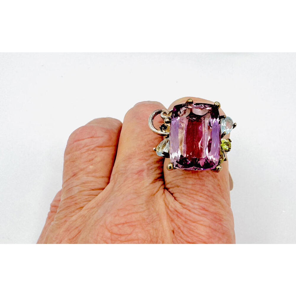 Large Amethyst Statement Ring - - image 1